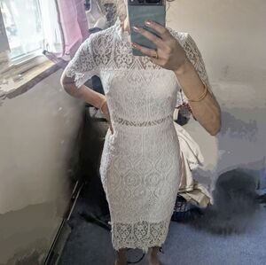 Francesca's Rhea Lace Midi Dress - Ivory - Women’s XS